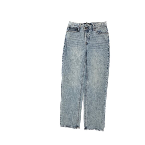 Fashion Nova Button Fly Straight Women's size 5 Medium Wash Blue Denim Jeans - Picture 1 of 4
